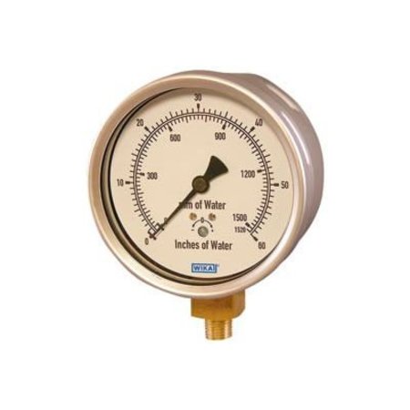 WIKA INSTRUMENT 4" Type 612.20 30INH2O/mmH2O VAC Gauge - 1/4" NPT LM Stainless Steel 9747724